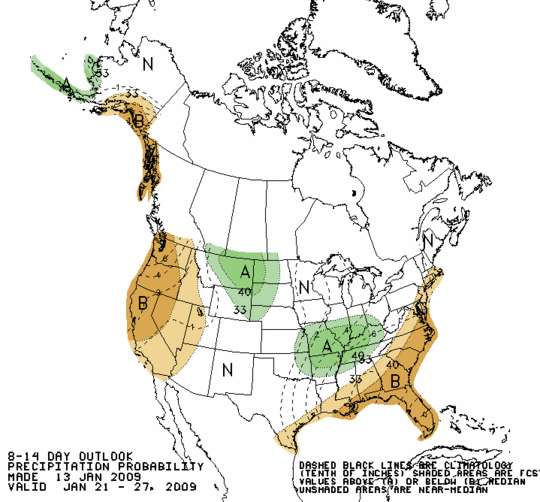 Latest 8 to 14 Day Precipitation Outlook