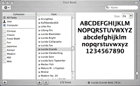 Screen: Font Book in Mac OS X