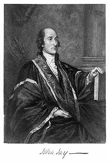 John Jay, three-quarter length portrait, seated, facing right; left hand on upright book on table