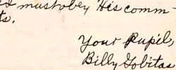 First page of Billy Gobitas' letter