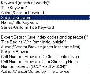 Author/Creator Keyword screen