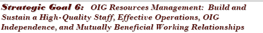 Strategic Goal 6:  OIG Resources Management:  Build and Sustain a High-Quality Staff, Effective Operations, OIG Independence, and Mutually Beneficial Working Relationships