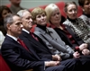 Retired U.S. Marine Gen. Peter Pace, left, 16th chairman of the Joint Chiefs of Staff, artist Peter E. Egeli, a former Marine himself, Deborah Mullen, Lynne Pace and Stu Egeli attend the unveiling of the portrait of Pace in the Pentagon, Jan. 13, 2009.