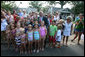 President George W. Bush unexpectedly drops by Mabry Meadors 7th birthday party Tuesday, July 1, 2008 in Little Rock Arkansas. White House photo by Joyce N. Boghosian