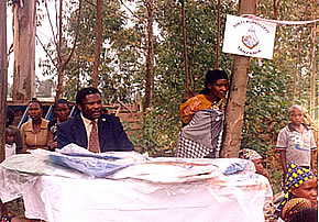 Photo of Mr. Godwin Bana reaching out to residents in the Kayanga ward of Karagwe district, Tanzania