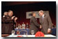 President Bush thanks his hosts for a warm welcome just before addressing the 25th annual conference of the National Organization of Black Law Enforcement Executives at the Marriot Wardman Park Hotel in Washington, D.C., July 30, 2001. White House photo by Eric Draper.