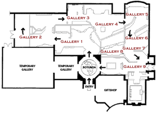 Map of the galleries in the Herbert Hoover Museum.