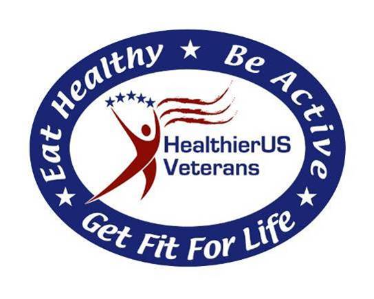 HealthierUS Veterans logo, Eat Healthy, Be Active, Get Fit for Life