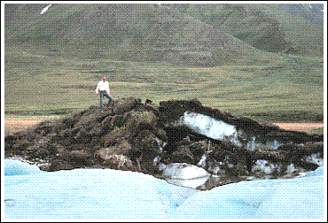 raised and cracked soil exposing ice layer beneath  - USFWS