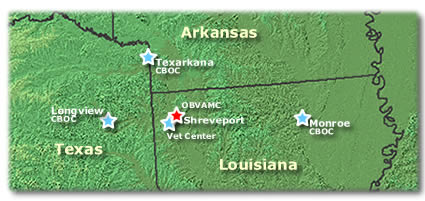 Ark-La-Tex Area MAp Showing Location Of Clinincs and Hospitals