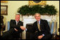 President George W. Bush shakes hands with Prime Minister of the Czech Republic, Mirek Topolanek, during their meeting Wednesday, Feb. 27, 2008, in the Oval Office. White House photo by Joyce N. Boghosian
