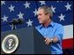 President George W. Bush delivers remarks celebrating our National Independence Day, commemorating the 100th anniversary of flight, and honoring our troops at Wright-Patterson Air Force Base in Dayton, Ohio, July 4, 2003.  White House photo by Tina Hager