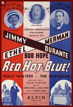 Advertising flyer for the Cole Porter musical Red, Hot and Blue!