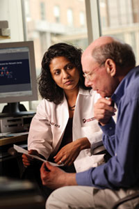 Sapna Syngal, M.D., M.P.H., is currently the Director of the Brigham and Women's 
Hospital/Dana-Farber Cancer Institute Familial Gastrointestinal Cancer Program. Image credit: Dana-Farber Cancer Institute. 
Photo by: Shawn Henry, used with permission.