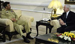 Defense Secretary Robert Gates meets with Pakistan President Pervez Musharraf in Islamabad, Pakistan, Feb. 12, 2007.