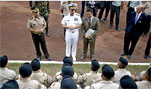 U.S. Navy Adm. Michael G. Mullen, chairman of the Joint Chiefs of Staff, greets the Salvadoran Army's Cuscatlan Battalion who are training to deploy to Iraq in support of Operation Iraqi Freedom, Jan.18, 2008.