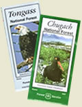 Photograph of covers of Chugach and Tongass folded visitor maps.