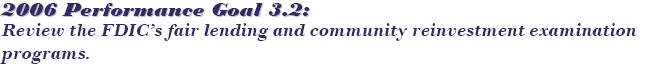 2006 Performance Goal 3.2: Review the FDIC’s fair lending and community reinvestment examination programs