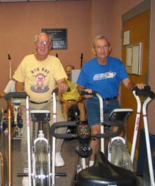 Picture of unknown veterans on stationary bikes