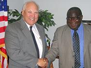 Malawi Minister of Finance, The Honorable Goodall Gondwe and USADF President Lloyd Pierson during the launch of programs in Malawi