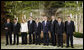 Leaders of Group of Eight pose for photos Monday, July 7, 2008, prior to dinner at the Windsor Hotel Toya Resort and Spa in Toyako, Japan. From left are: Prime Minister Silvio Berlusconi of Italy; President Dmitriy Medvedev of Russia; Chancellor Angela Merkel of Germany; Prime Minister Gordon Brown of the United Kingdom; Japan's Prime Minister Yasuo Fukuda; President George W. Bush; Prime Minister Stephen Harper of Canada; President Nicolas Sarkozy of France, and President Jose Manuel Barroso of the European Commission. White House photo by Eric Draper