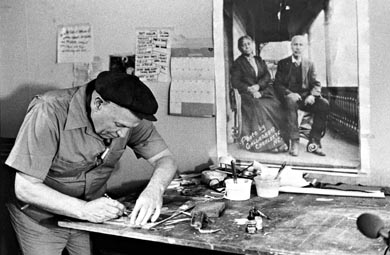 [Photograph] Romare Bearden in his studio
