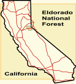 [Graphic]:  Eldorado National Forest's location in California.
