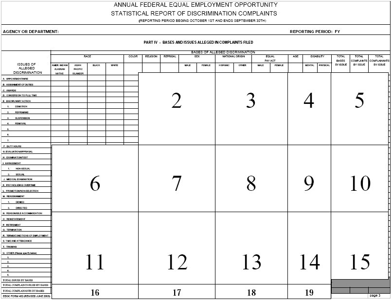 Form 462 Part IV Grid - description follows