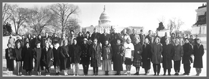 Panoramic photograph of a group of Library of Congress staffers
