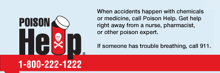 Poison Help 1-800-222-1222. When accidents happen with chemicals or medicine, call Poison Help. Get help right away from a nurse, pharmacist or other poison expert. If someone has trouble breathing, call 911.