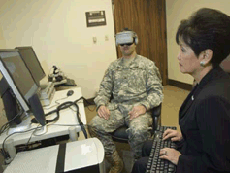 Dr. Sarah Miyahira of the Honolulu VA works with a service member just back from Iraq