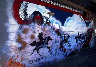 Indian Mural - Indians on horseback riding aross open range