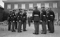 President Ford departs the American Embassy for bilateral talks at the Soviet Embassy with  Soviet General Secretary Leonid Breznev. Helsinki, Finland.  August 2, 1975. 