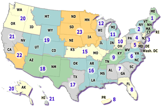 Map of United States that shows where each VISN is located