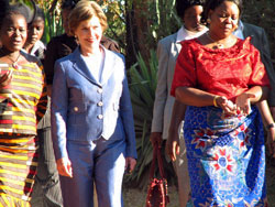 Photo of Mrs. Bush at a rehabilitation center for orphans in Zambia. 