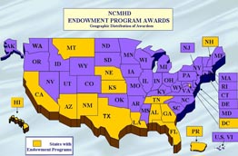 Map of the 15 states, District of Columbia and Puerto Rico with institutions currently participating in the Research Endowment Program.