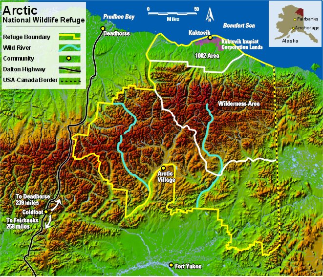 image of shaded relief map of Refuge and surrounding area - USFWS