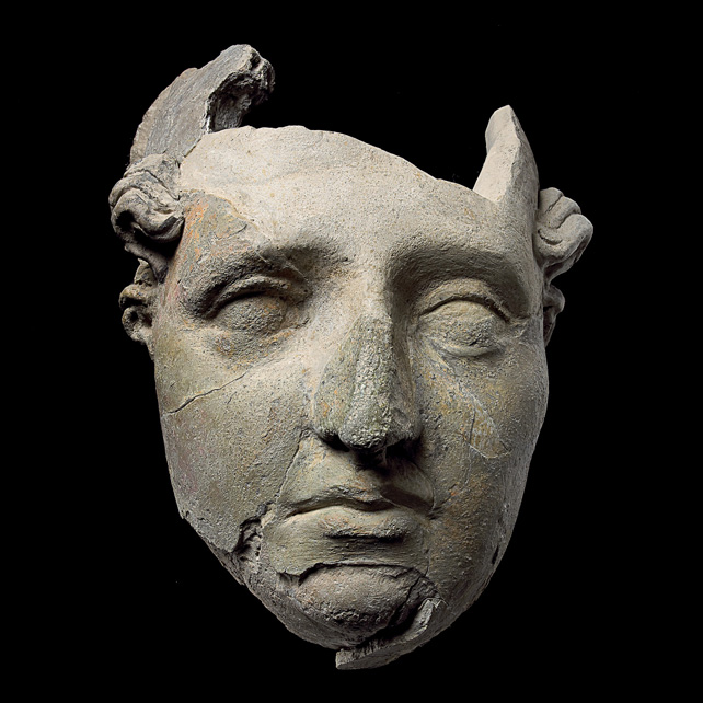 Image: Male or female head (Aï Khanum, Temple with niches, Courtyard), 2nd century BC unfired clay National Museum of Afghanistan ©Thierry Ollivier / Musée Guimet
