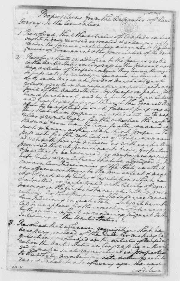 Image 109 of 1117, New Jersey Delegates to Congress, May 1787, Propos