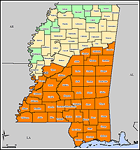Map of Declared Counties for Disaster 1604