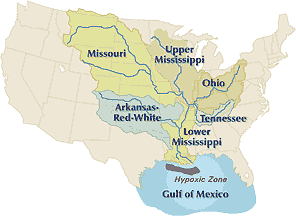 Mississippi River Basin including watersheds