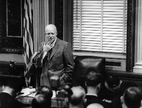 Photograph of President Eisenhower at press conference