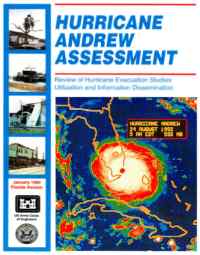 [graphic of cover of report-Hurricane Andrew Assessment: Review of Hurricane Evacuation Studies Utilization and Information Dissemination]