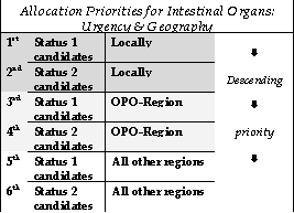 Allocation Priorities for Intestinal Organs