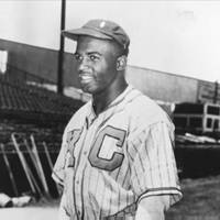 Jackie Robinson, in Kansas City Monarchs uniform, 1945.