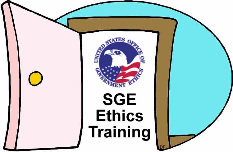 Open doorway with OGE logo and text "SGE Ethics Training"