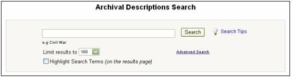 Archival Descriptions search box