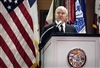 Defense Secretary Robert M. Gates addresses the audience during a combined retirement, enlistment and re-enlistment ceremony in which 71 enlistees took the oath of office and 34 retired from active duty on Fort Bliss, El Paso, Texas, April 30, 2008.  