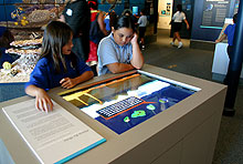 Schoolchildren learn how Hawaiian Islands are formed through an animated sequence.