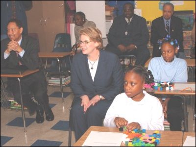 Secretary Spellings and Assistant Secretary Johnson visit Monnier Elementary School in Detroit.